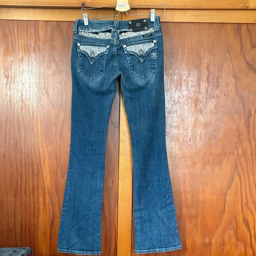 Miss Me Blue Bootcut Jeans with Embellished Back Pockets EUC